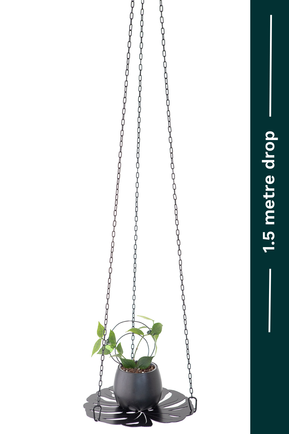 hanging plant tray in monstera decor design and long 1.5m chain